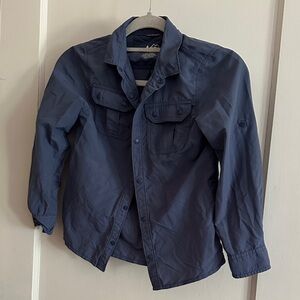 REI kids size S(8) Blue button-Up Shirt hiking fishing sun protection